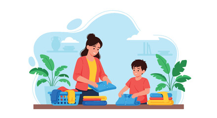 Adobe illustrator artwork vector illustration. Mother and daughter baking cookies together in the kitchen, a heartwarming scene of family fun and culinary learning