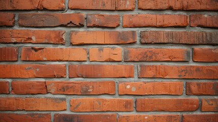 Fototapeta premium Close-up of rustic red brick wall with weathered texture