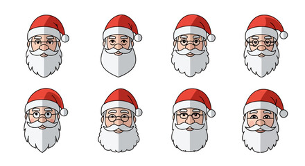 set of santa claus character flat design