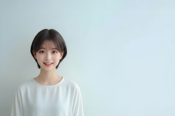 上半身の微笑む美しい女性