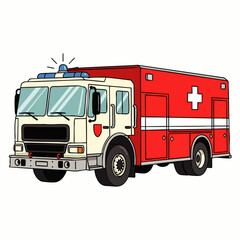A vibrant illustration of a red and white ambulance, ready to respond to emergencies and provide essential medical care.