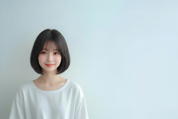 白いシャツを着た微笑む美しい女性