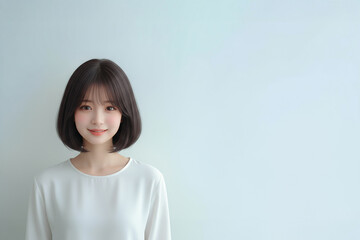 白いシャツを着た微笑む美しい女性