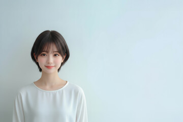 白いシャツを着た微笑む美しい女性