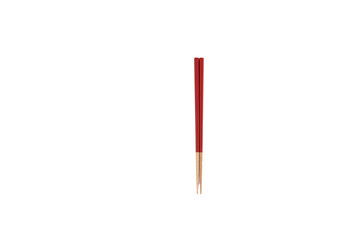 Elegant Red Chopsticks on White Background