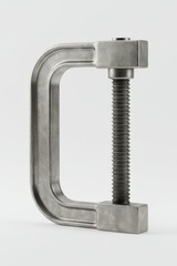 Heavy duty metal device securely fastens materials with adjustable threaded mechanism