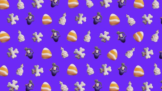 Halloween pattern candy corn bones spooky seamless suitable for holiday backgrounds, seasonal decorations, digital media, and party invitations