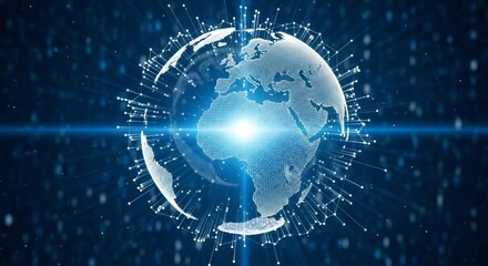 Digital earth hologram with network connections and data points