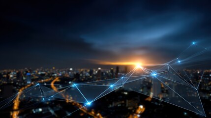 City Network: Modern Tech, Data Connections, Global Technology