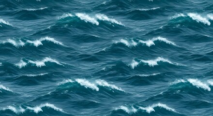 Fototapeta premium Seamless Pattern of Crashing Ocean Waves in Deep Blue Water
