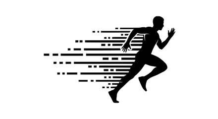 Vector of a runner in motion with speed lines