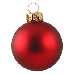 Isolated Red Christmas Ornament with Golden Details on Transparent Background