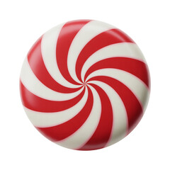 Red and White Swirl Candy Illustration on Transparent Background Peppermint Design Dessert