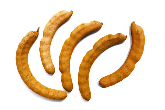 Fresh tamarind on a white background.