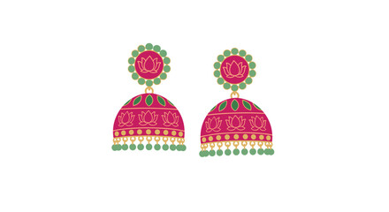 Vibrant jhumka earrings with lotus motif, a touch of Indian elegance and festive charm perfect for celebrations