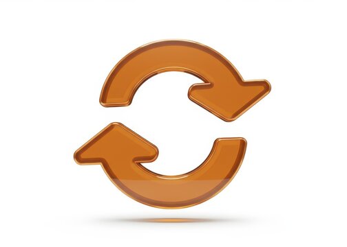 Three dimensional amber arrows illustrate a cycle of continuous rotation - Powered by Adobe