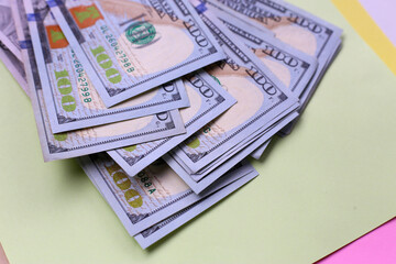 U.S. one hundred dollar banknotes.