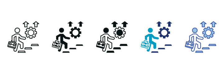 Career Advancement Icon Set Consisting of Multiple Styles Vector Illustration