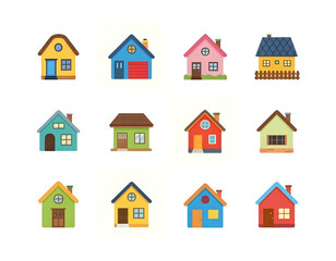 House vector flat illustration / Home flat icon set