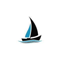 sail or ship vector icon,sailing boat logo design illustration