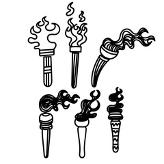 hand drawn doodle torch fire collection cartoon