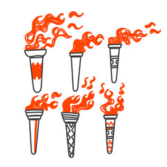 hand drawn doodle torch fire collection cartoon