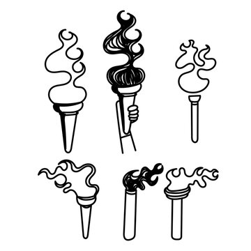 hand drawn doodle torch fire collection cartoon