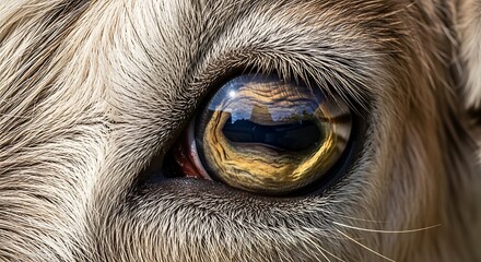 Fototapeta premium Close-up of a captivating animal eye, reflecting the world.
