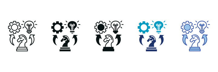 Strategy Icon Set Consisting of Multiple Styles Vector Illustration