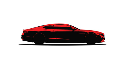 Silhouette of a sleek red sports car against a plain white background