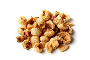 Crispy pork cracklings, a crunchy savory snack.