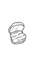 opened burger from top illustration