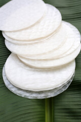 Stacked round sheets of Vietnamese rice paper