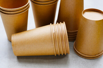 Brown paper cups, disposable glass