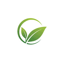 A minimalist green leaf logo design within a circular frame, symbolizing nature and growth.