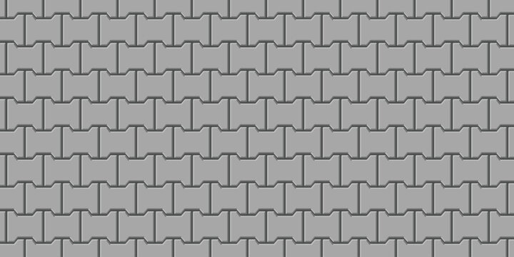 Metal grid pattern background, tile floor pavement in gray color vector illustration.	