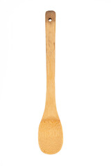 Bamboo cooking spoon on white background