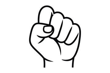 Black and white outline of a clenched fist
