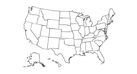 Fototapeta premium map of the USA and its division of states