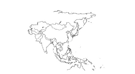 map of the Asian continent and its division into countries