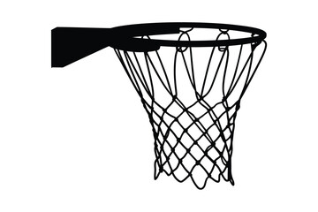 Black and white silhouette of a basketball hoop and net © Pixel Loft