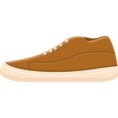 Brown Canvas Sneaker with White Laces and Cream Sole Isolated on White Background Casual Footwear
