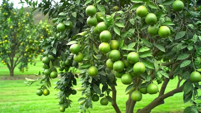 Citrus Limetta or Sweet Limes on Tree, made by AI
