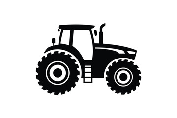 Black silhouette of a modern farm tractor