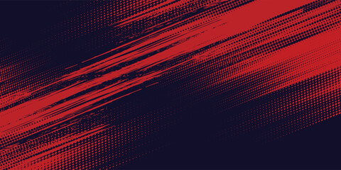Fototapeta premium Abstract halftone dots red and navy color pattern gradient grunge texture. Black halftone effect. Minimalist red grunge.