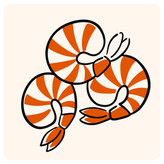 Abstract Striped Shrimp Prawn Set