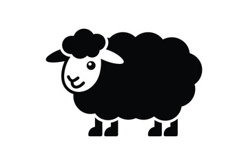 Simple black silhouette of a fluffy sheep