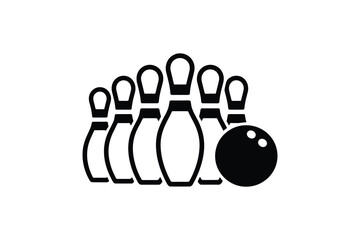 Bowling pins and ball icon