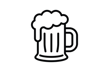 Simple line art icon of a frothy beer mug