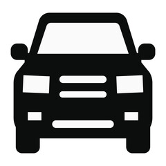 Black silhouette of an SUV car viewed from the front position